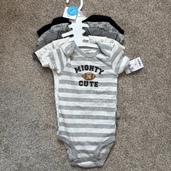 CARTERS baby boy set of 5 bodysuits 9months  NEW Football Sporty NFL - Picture 1 of 4